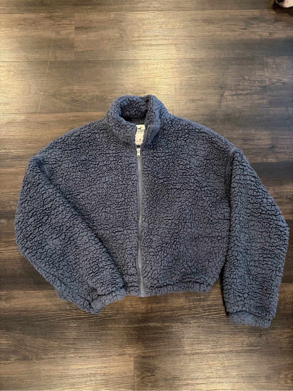 Hollister Dark Blue Sherpa Zip Jacket